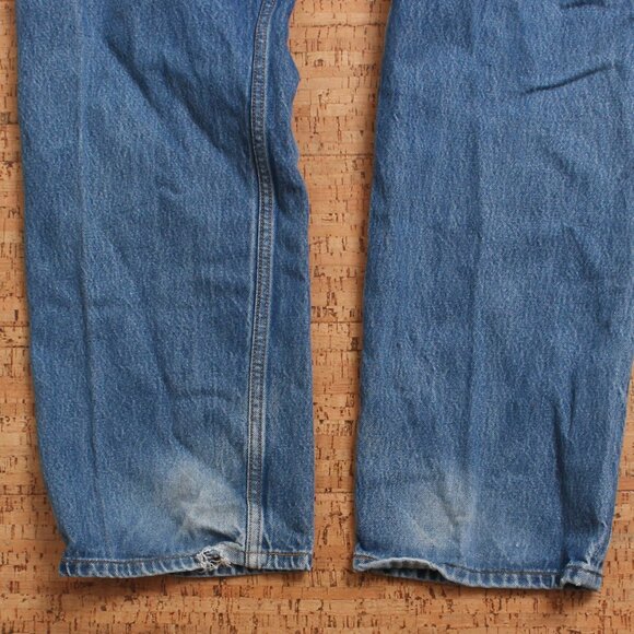 Levis 501 Jeans Mens 42x36 Blue Straight Leg Button Fly Light Wash Distressed - Picture 7 of 11